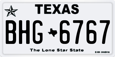 TX license plate BHG6767