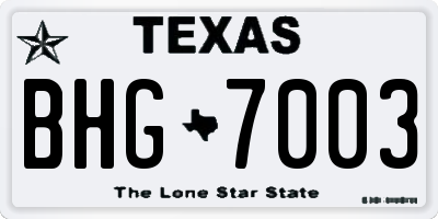 TX license plate BHG7003