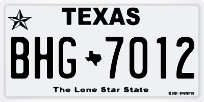 TX license plate BHG7012