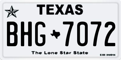 TX license plate BHG7072