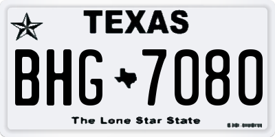 TX license plate BHG7080