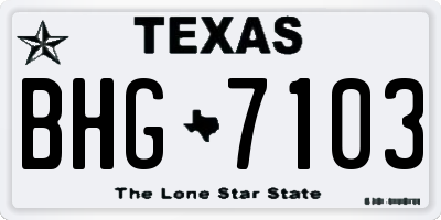 TX license plate BHG7103