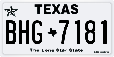 TX license plate BHG7181