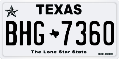 TX license plate BHG7360