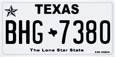 TX license plate BHG7380