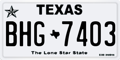 TX license plate BHG7403