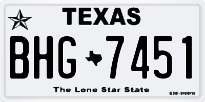 TX license plate BHG7451