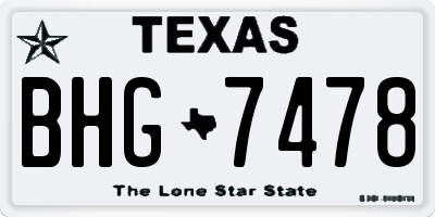 TX license plate BHG7478