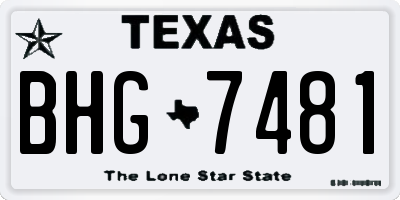 TX license plate BHG7481