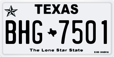 TX license plate BHG7501