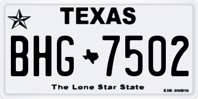 TX license plate BHG7502