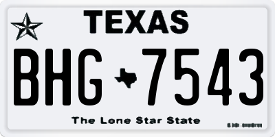 TX license plate BHG7543