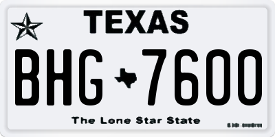 TX license plate BHG7600