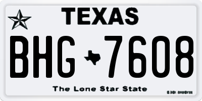TX license plate BHG7608