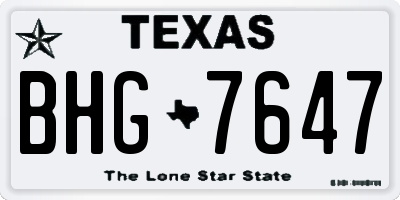TX license plate BHG7647