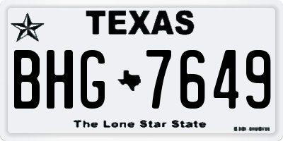 TX license plate BHG7649