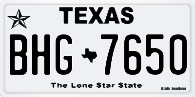 TX license plate BHG7650