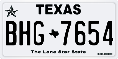 TX license plate BHG7654