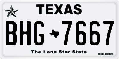 TX license plate BHG7667