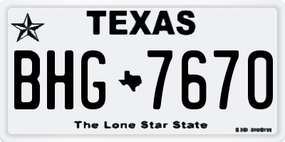 TX license plate BHG7670