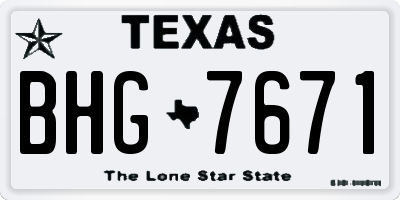 TX license plate BHG7671