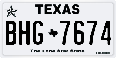 TX license plate BHG7674