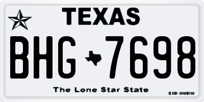 TX license plate BHG7698