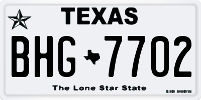 TX license plate BHG7702