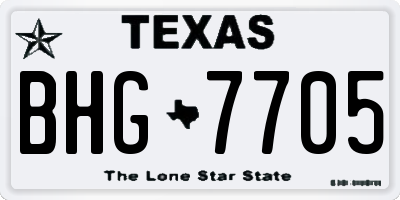 TX license plate BHG7705