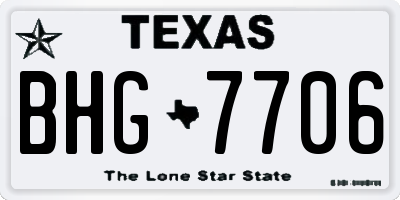 TX license plate BHG7706