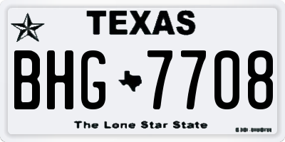 TX license plate BHG7708