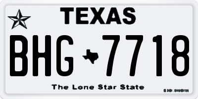 TX license plate BHG7718