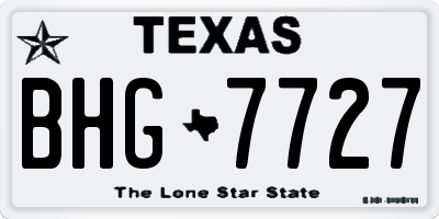 TX license plate BHG7727