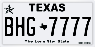 TX license plate BHG7777