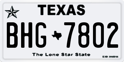 TX license plate BHG7802