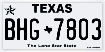 TX license plate BHG7803