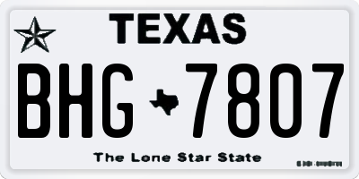 TX license plate BHG7807