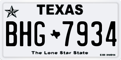 TX license plate BHG7934