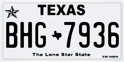 TX license plate BHG7936