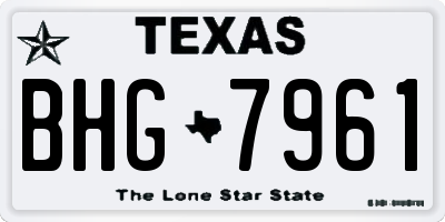 TX license plate BHG7961