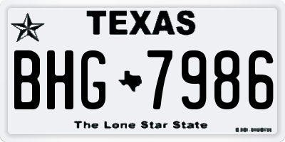 TX license plate BHG7986