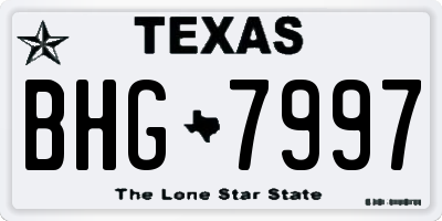 TX license plate BHG7997