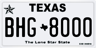 TX license plate BHG8000