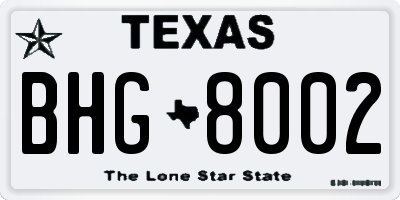 TX license plate BHG8002