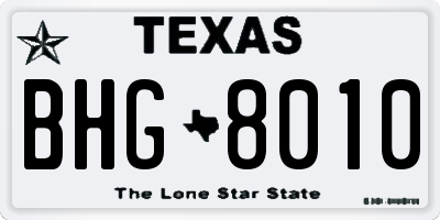 TX license plate BHG8010