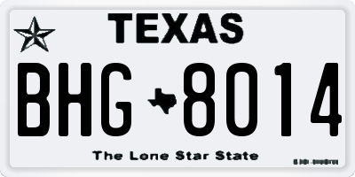 TX license plate BHG8014