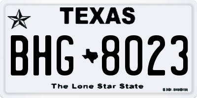 TX license plate BHG8023
