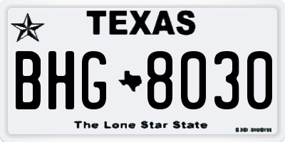 TX license plate BHG8030
