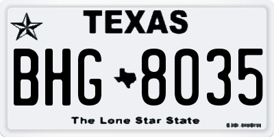 TX license plate BHG8035