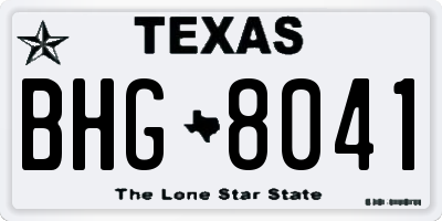 TX license plate BHG8041